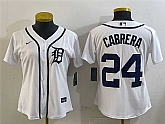 Women's Detroit Tigers #24 Miguel Cabrera White Cool Base Stitched Jersey,baseball caps,new era cap wholesale,wholesale hats